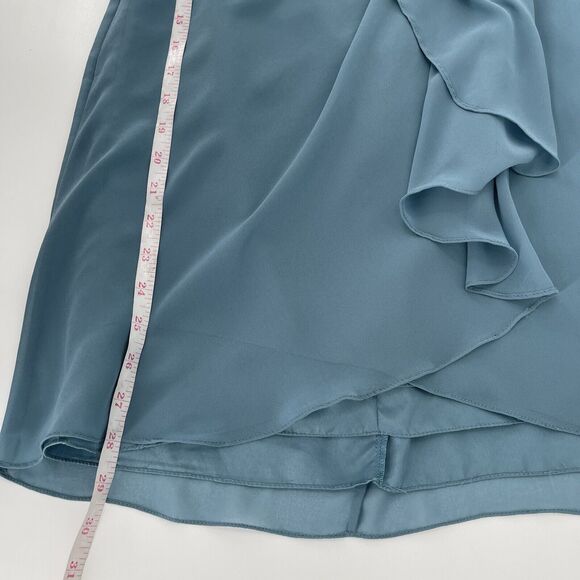 Jenny Yoo Womens Dress Size 0 Blue Chiffon Draped Strapless Sweetheart Neck Mini - Picture 9 of 9